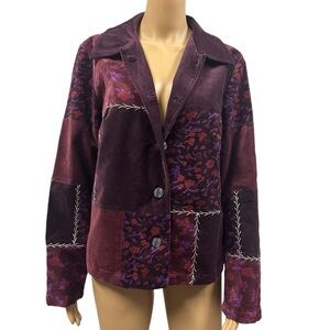 Vintage MDL New York Velvet Cotton Patchwork Embroidered Button Up Jacket M